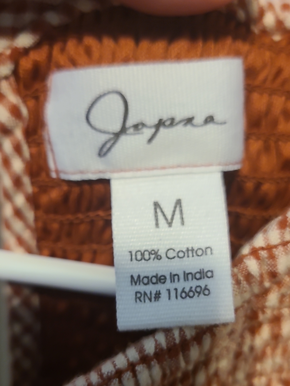 Japna orange and white gingham smocked sleeveless midi dress Size Med - Picture 3 of 4
